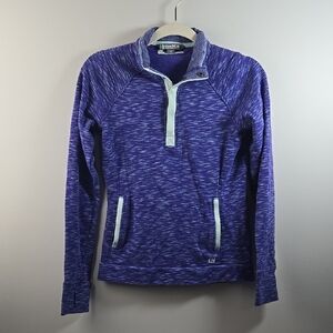Purple Sweater with Quarter Zip and Heathered Texture
